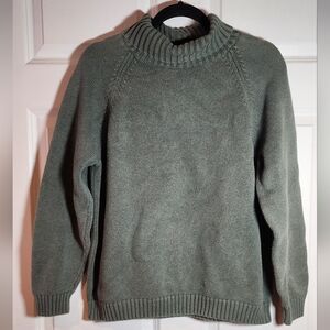 Lands' End 100% Cotton/Baumwoole Green Heavyweight Turtleneck Sweater XL
